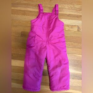 Kids Insulated Pink Snow Bib Overalls 4T